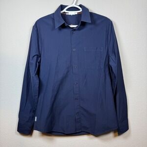 Icebreaker Berlin Men's Blue Long Sleeve Button Up Shirt Wool Cotton Blend M